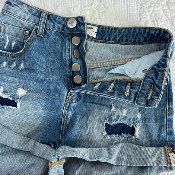 One Teaspoon Shorts Women 25 High Waist Bandits Relaxed Fit Twisted Cuff Hem B21 - Picture 6 of 10